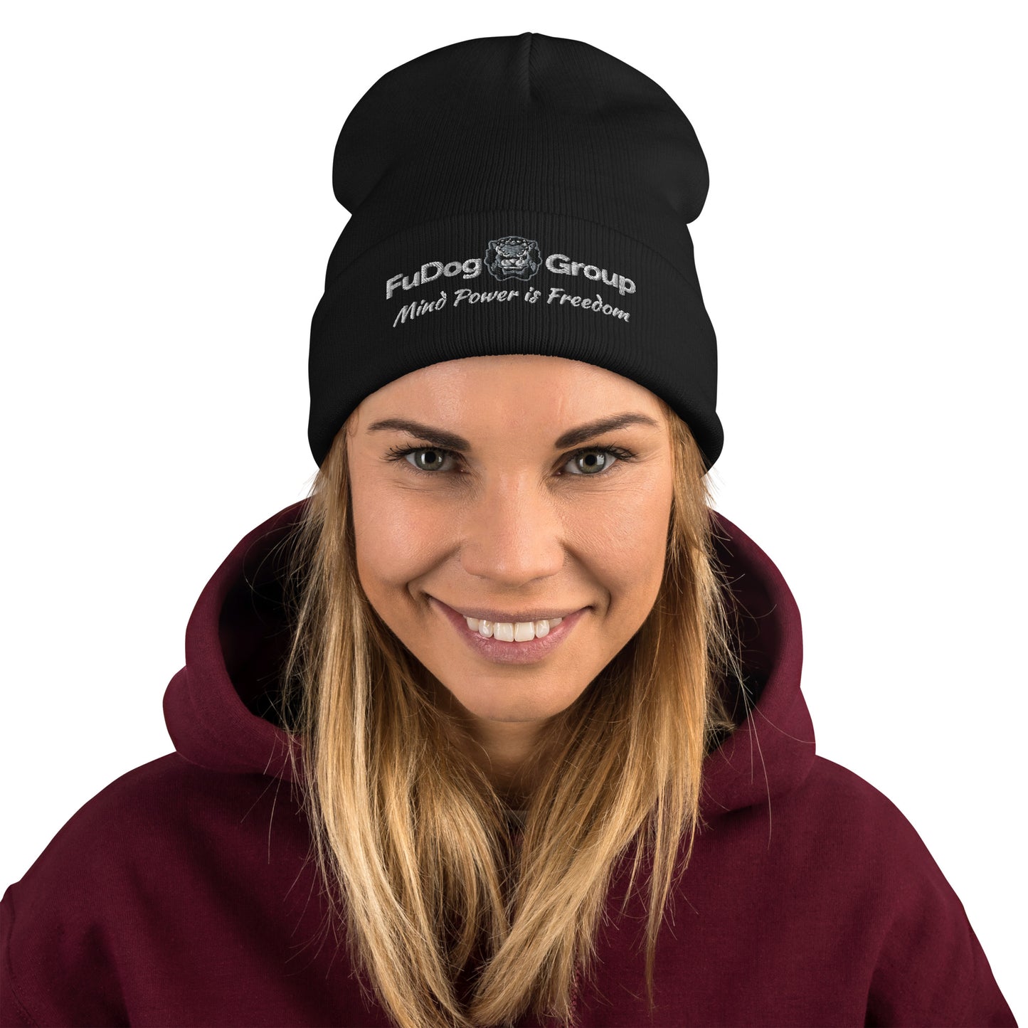 FuDog Embroidered Beanie Black