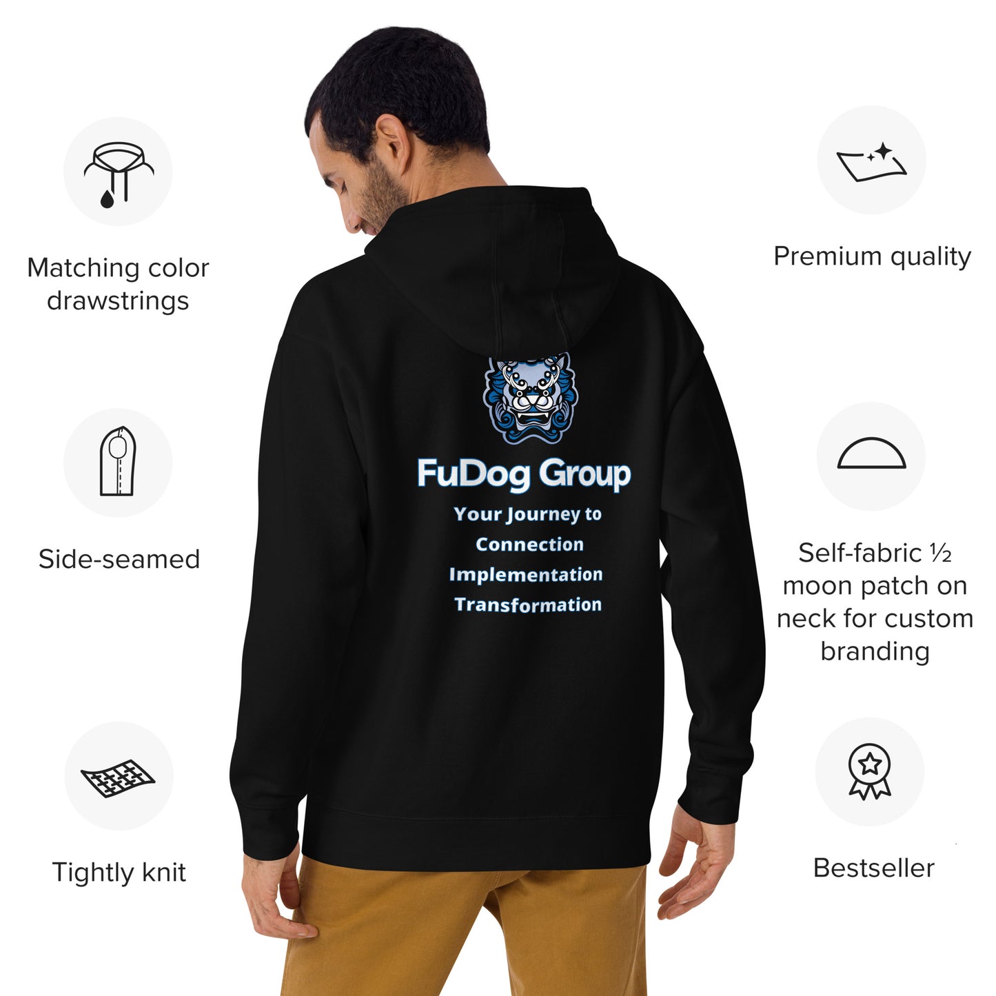 FuDog Unisex Black Hoodie